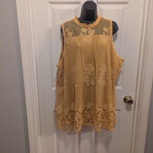 Paper + tee golden yellow lace dress - 2x